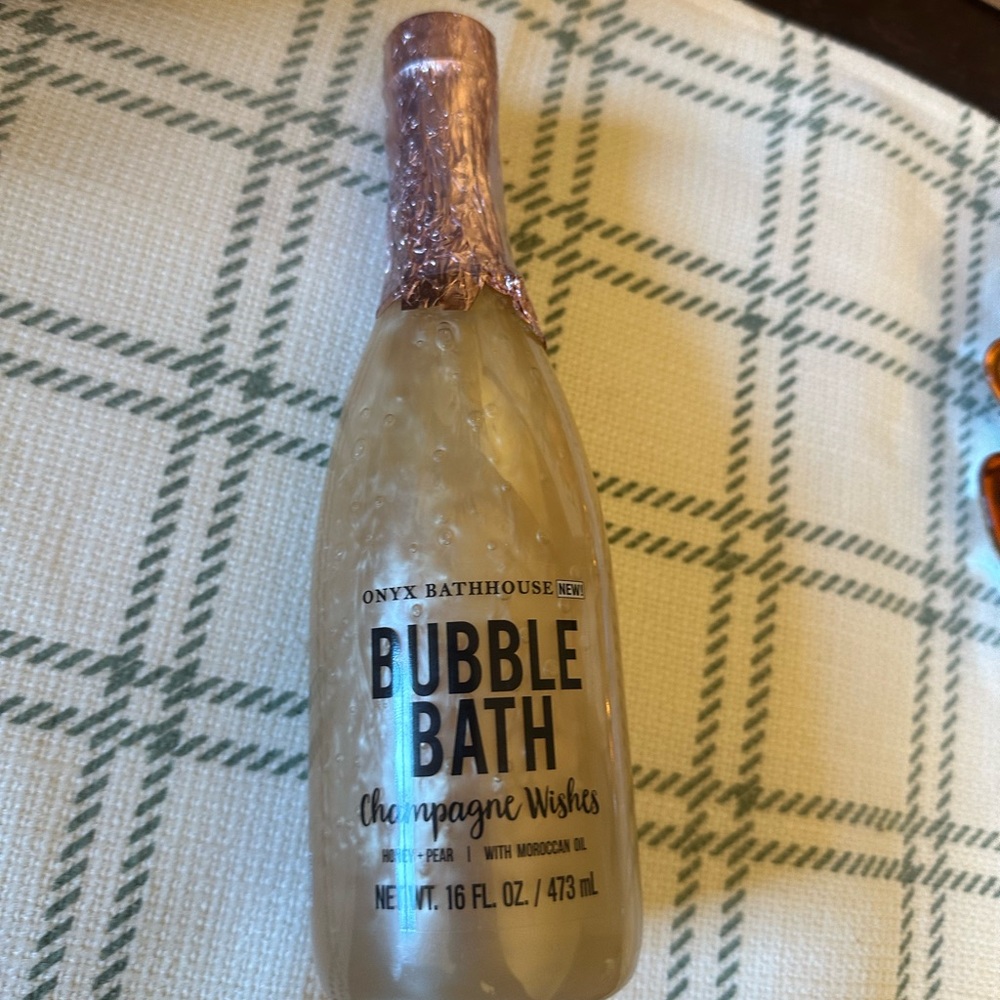 Onyx Bathhouse Honey + Pear Bubble Bath Champagne Wishes W/ Moroccan Oil, New